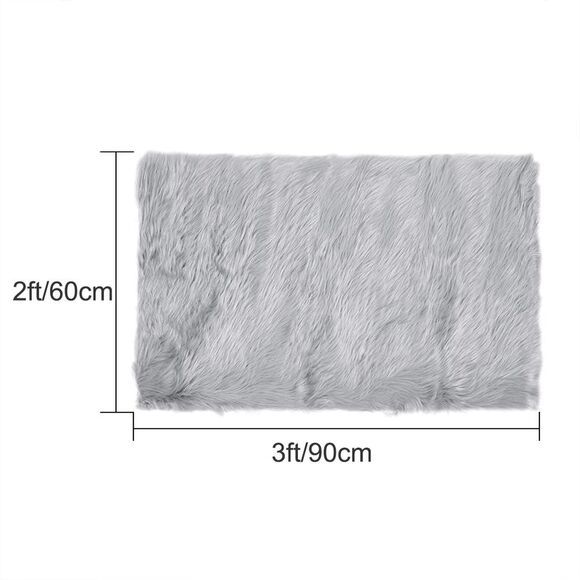 Soft Faux Fur Rug Indoor Fluffy Area Rugs Rectangle Floor Mat 2 x 3ft Gray - Picture 5 of 6